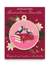 Load image into Gallery viewer, Wooden Hanging Bauble Decoration - Magpie &amp; Books