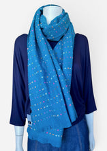 Load image into Gallery viewer, Winter Scarf - Spots/Ocean Blue