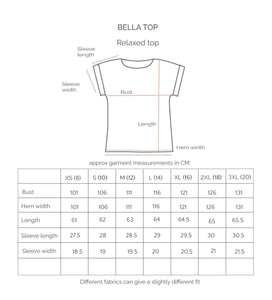 Bella Top - Woodcut Floral, Cerise/Navy
