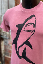 Load image into Gallery viewer, Mens Tee - Shark, Faded Wine