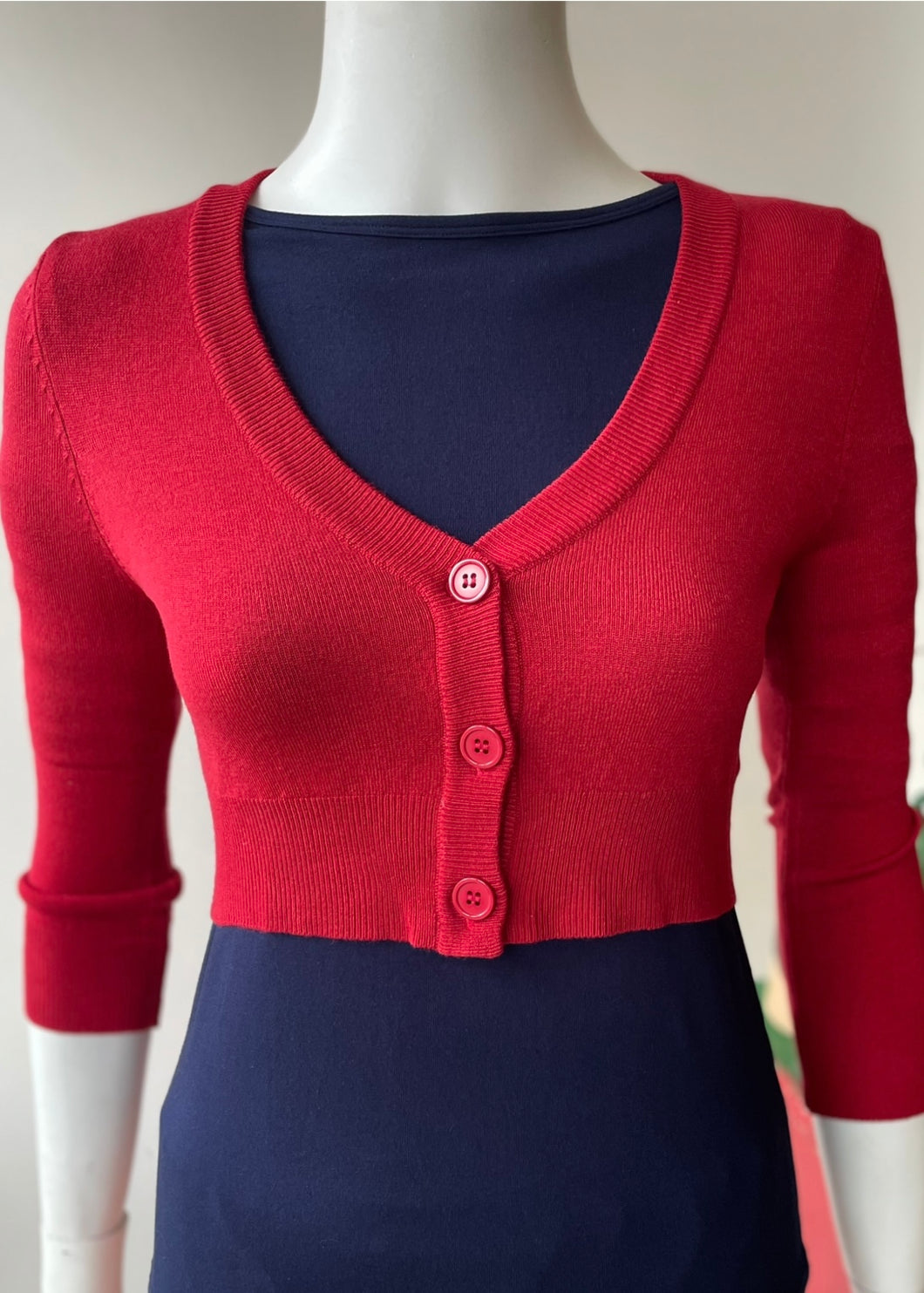 V-Neck Bolero Cardi - Red