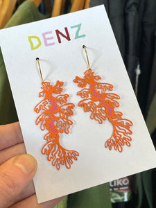 Leafy Seadragon Earrings - Orange