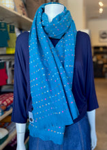 Load image into Gallery viewer, Winter Scarf - Spots/Ocean Blue