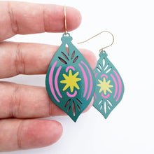 Load image into Gallery viewer, Vintage Christmas Ornament Earrings - Spruce
