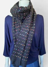 Load image into Gallery viewer, Winter Scarf - Spots/Black