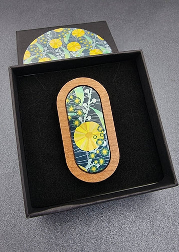 Wattle Timber Brooch