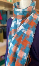 Load image into Gallery viewer, Winter Scarf - Squares/Rust/Blue