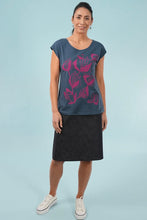 Load image into Gallery viewer, Bobby Top - Blue/Cerise, Woodcut Floral