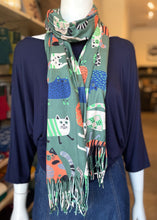 Load image into Gallery viewer, Winter Scarf - Cats/Green