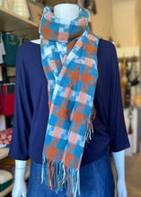 Load image into Gallery viewer, Winter Scarf - Squares/Rust/Blue