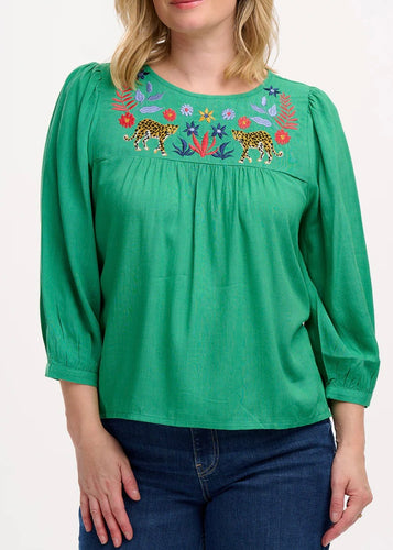 Hyma Top - Green Leopard
