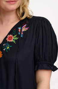 Angelique Shirred Top - Blk