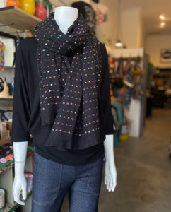 Winter Scarf - Woven Dot Black