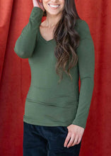 Load image into Gallery viewer, V-Neck L\S Top - Olive