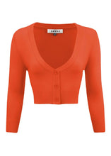 Load image into Gallery viewer, V-Neck Bolero Cardi - Fiesta Orange