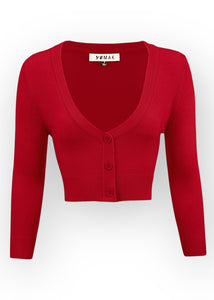 V-Neck Bolero Cardi - Red