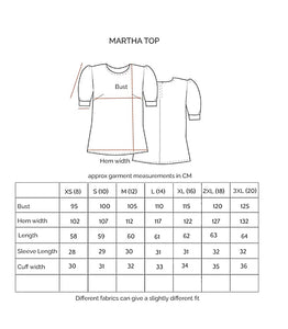 Martha Top - Blue/Off White, Woodcut Floral