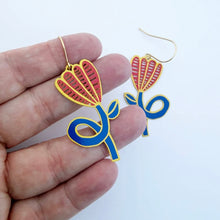 Load image into Gallery viewer, Tulip Earrings - Red/Blue