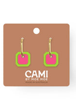Load image into Gallery viewer, Cami Gem Earring - Lime/Hot Pink