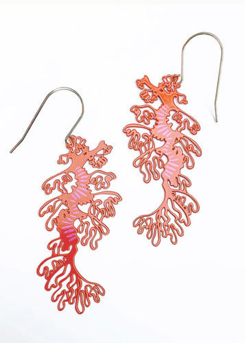Leafy Seadragon Earrings - Orange
