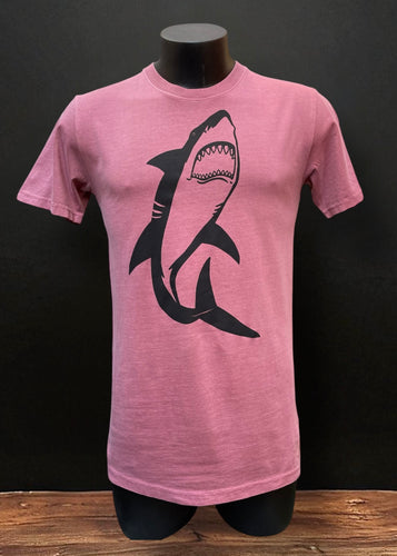 Mens Tee - Shark, Faded Wine