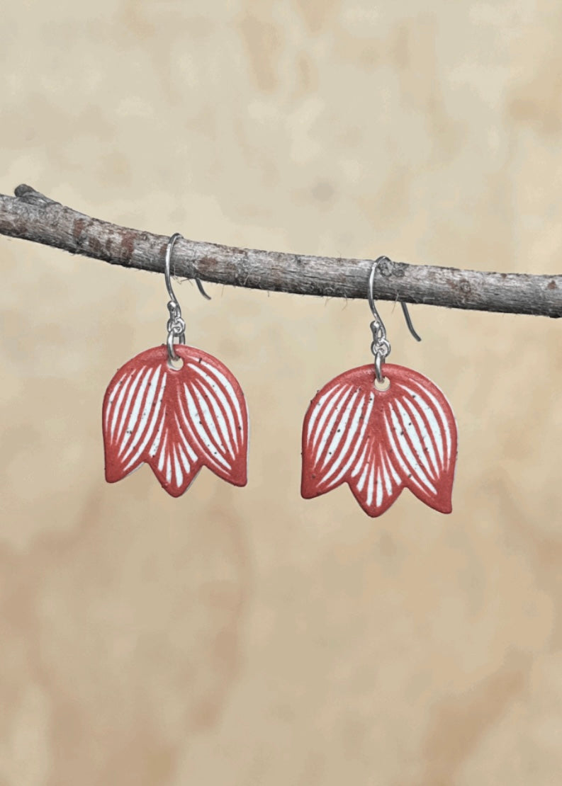 Tulip Earrings - Ochre Red