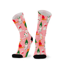 Load image into Gallery viewer, Red Fox Sox - size M - Xmas Kitties