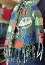 Load image into Gallery viewer, Winter Scarf - Cats/Green