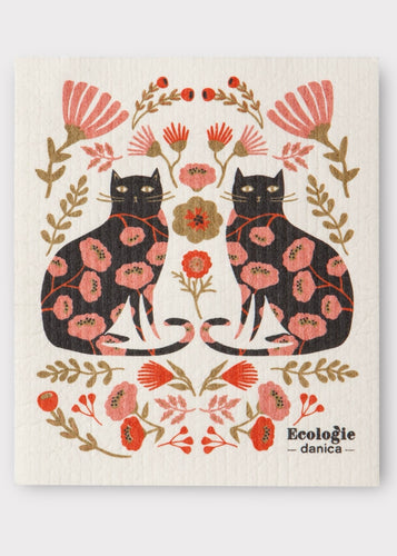 Re-Useable Swedish Dishcloth, Cat Bloom