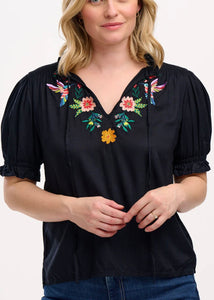 Angelique Shirred Top - Blk