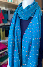 Load image into Gallery viewer, Winter Scarf - Spots/Ocean Blue