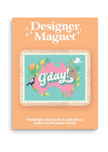 Load image into Gallery viewer, Wooden Magnet - G’day Pink