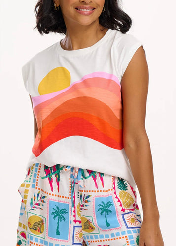 Chrissy Relaxed Tank - Sunset Waves