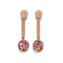 Load image into Gallery viewer, Dot bar foil drop earrings
