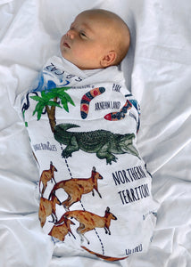 Australian Watercolour Map Muslin Swaddle
