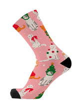 Load image into Gallery viewer, Red Fox Sox - size M - Xmas Kitties