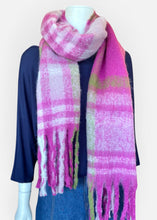 Load image into Gallery viewer, Winter Scarf - Big Check/Magenta