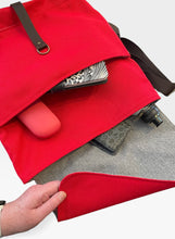 Load image into Gallery viewer, Black leather and waxed canvas backpack