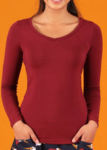 Load image into Gallery viewer, V-Neck L\S Top - Maroon
