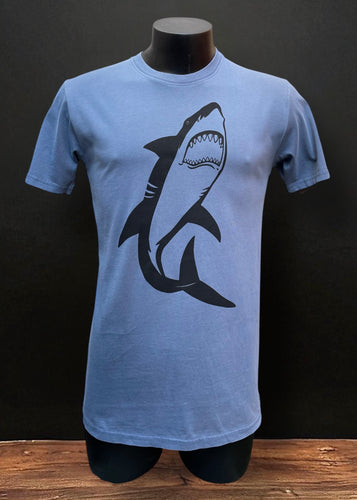 Mens Tee - Shark, Faded Blue