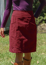 Load image into Gallery viewer, Aalia Corduroy Skirt - Cabernet