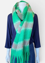 Load image into Gallery viewer, Winter Scarf - Stripe/Green/Pink