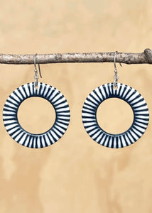 Circle stripe Earrings - Indigo