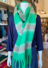 Load image into Gallery viewer, Winter Scarf - Stripe/Green/Pink