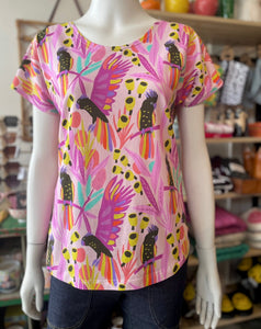 Boxy Tee - Pink Cockatoo
