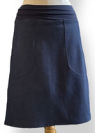 Stretch waist, A-line skirt - Blue Denim