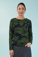 Load image into Gallery viewer, Boat Neck AL Top - Jap Floral, Green/Navy