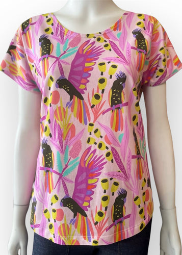 Boxy Tee - Pink Cockatoo