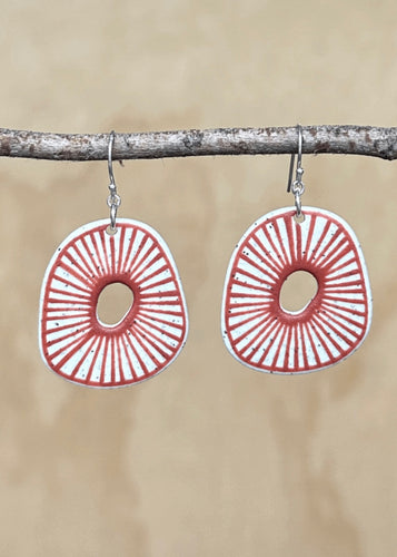 Organic Hoop Earrings - Red