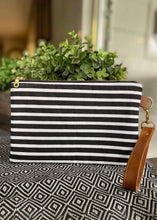 Load image into Gallery viewer, Wristlet Bag - Black and White Stripe